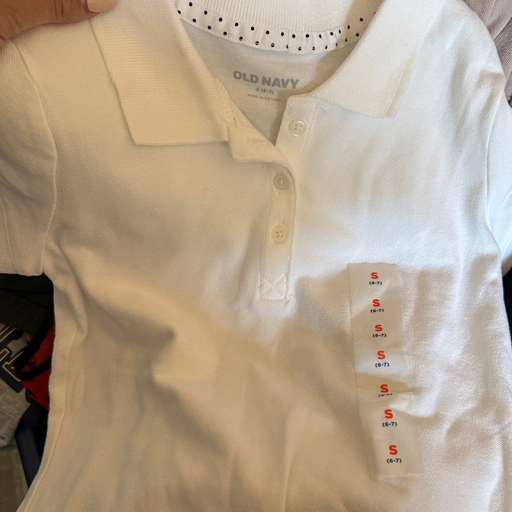 Old Navy White Girls' Short Sleeve Polo si.e small 6-7 nwt